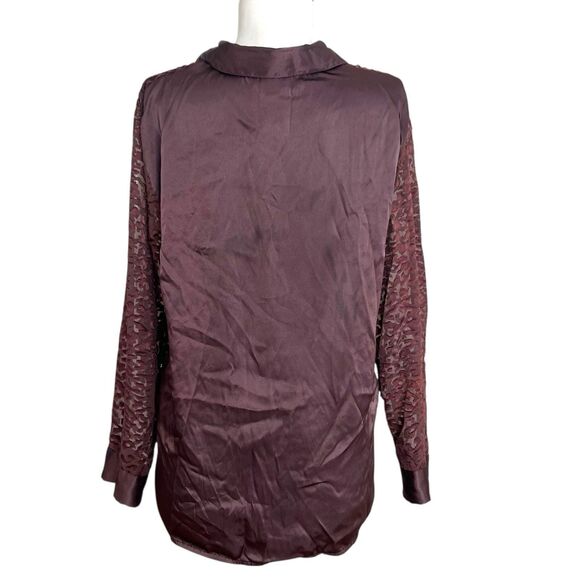 Vintage Leopard Sheer Tunic Top sz S Button Front Brown Mobwife Whimsigoth Fairy - Picture 2 of 8